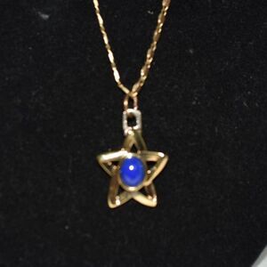Vtg.Kai Yin Lo 10KGP 925 Chain/Pendant Lapis Lazuli Stone Rare 17" Necklace
